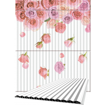 Фигурная панель ПВХ UNIQUE Букет розовый (250Х2700Х8)